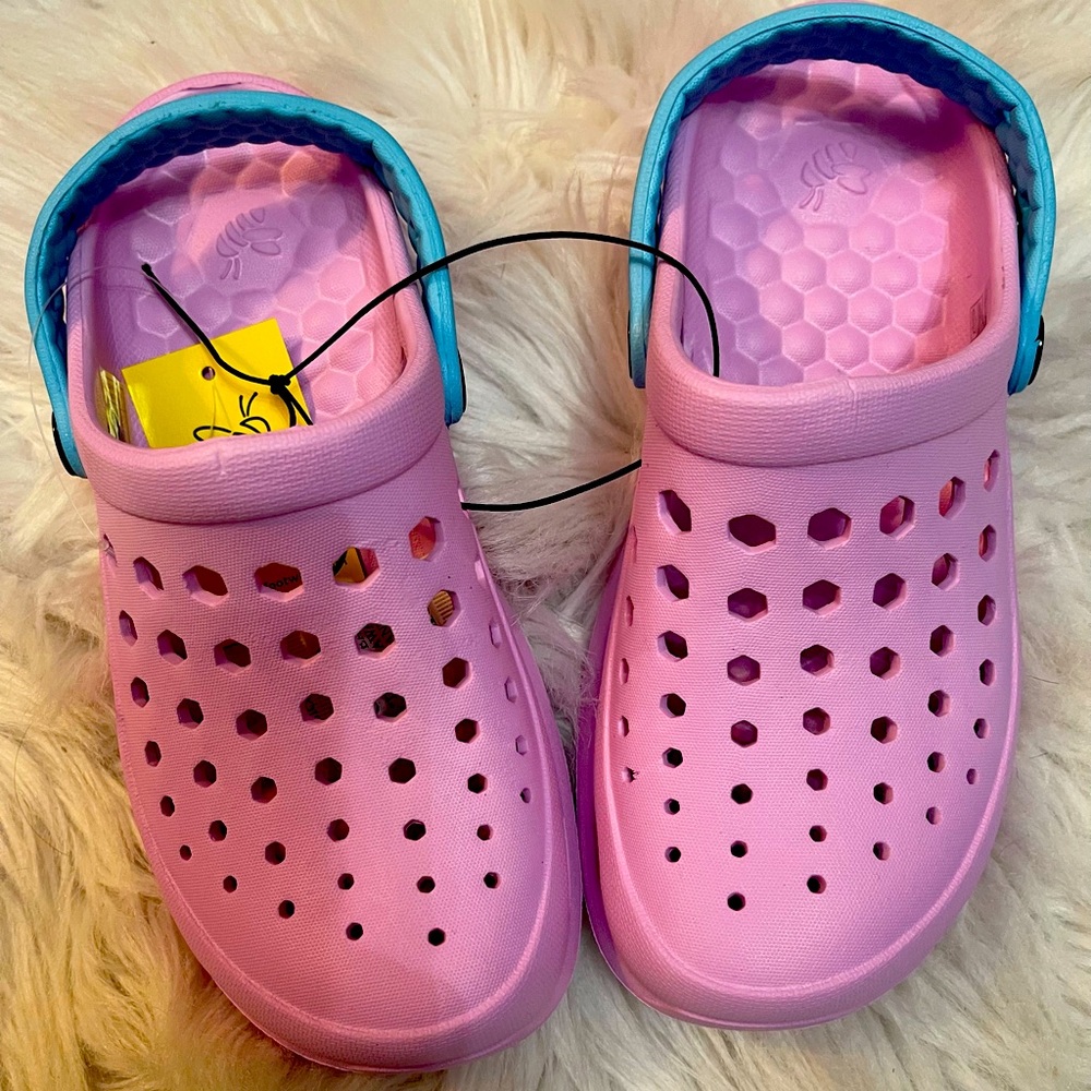 Clogs For Girls Joybees Pink/Sky Blue  Size 2 Brand New